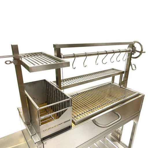 Warming rack mounted above the grate on a Tagwood grill