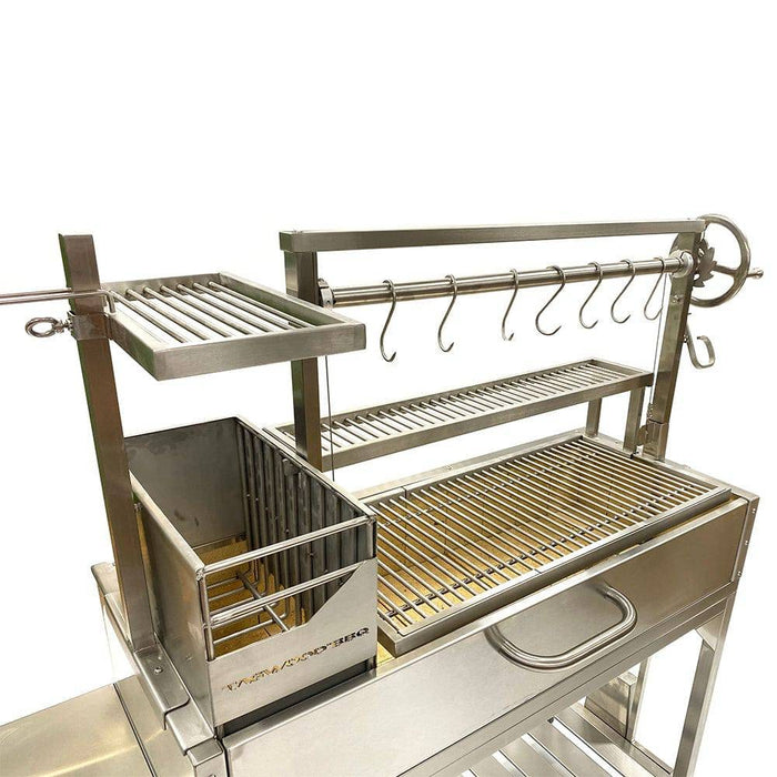 Warming rack mounted above the grate on a Tagwood grill