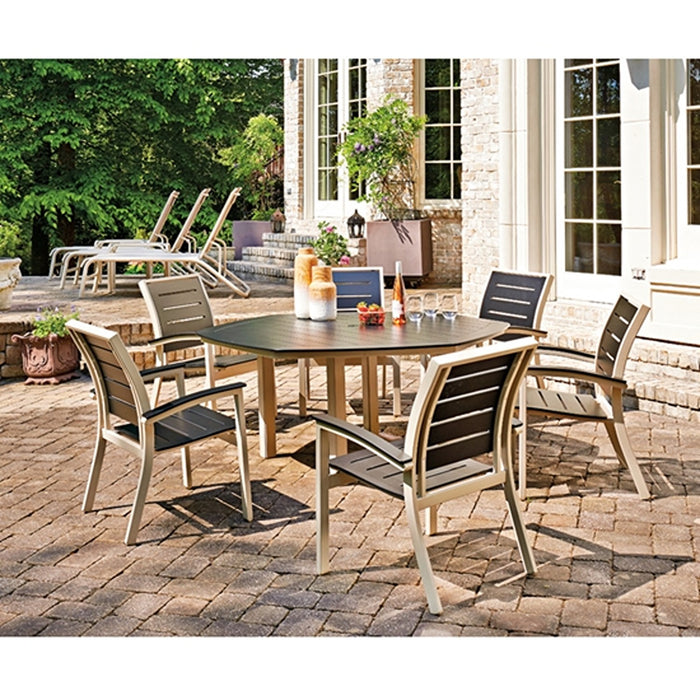 Telescope Casual Slat Balcony Height Table With 62" Hexagonal Table Top