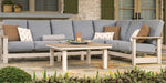 Telescope Casual Leeward 5-Piece Sectional Set in Warm Grey MGP with a 36" square Rustic Polymer coffee table, from the Telescope Casual 2027 catalog