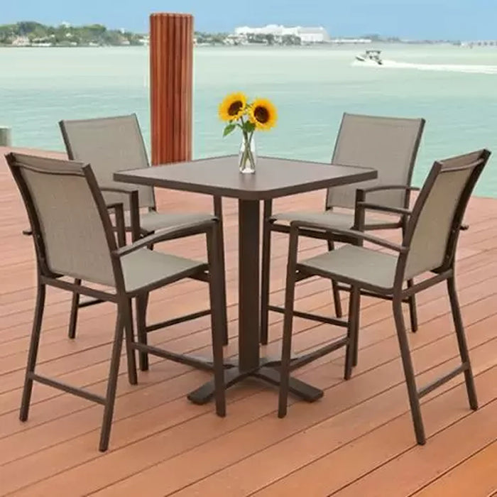 Telescope Casual Cascade Bar Height Pedestal Table With 36" Square Table Top