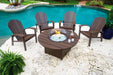 Telescope Newport Adirondack chairs around a round fire table with the glass surround, by a pool