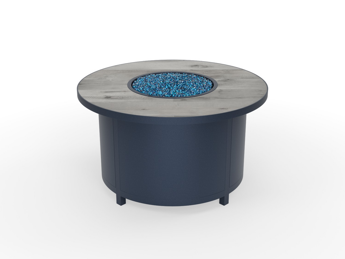 OW Lee fire pit in Twilight finish with a Silver Oak tile top
