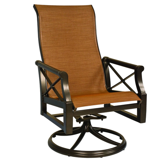 Woodard Andover Sling High-Back Swivel Rocking Dining Arm Chair