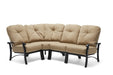 Woodard Cortland 4-piece curved sectional: left arm end, armless unit, curved corner and right arm end