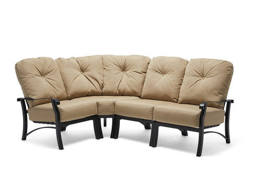 Woodard Cortland 4-piece curved sectional: left arm end, armless unit, curved corner and right arm end