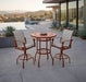 Woodard Cortland sling bar stools and dining chairs