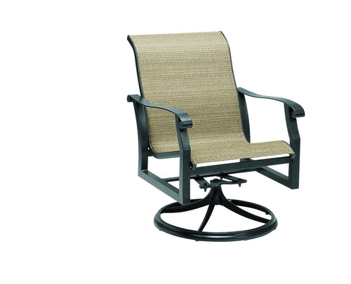 Woodard Cortland Sling Swivel Rocking Dining Arm Chair