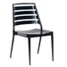 Woodard Daytona Slat Side Chair, stackable extruded aluminum, shown in a black finish