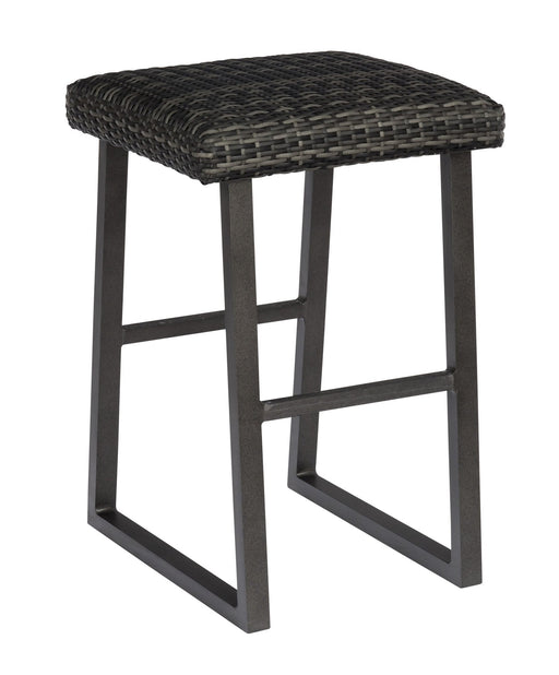 Woodard Harper Backless Bar Stool in Charcoal Gray weave