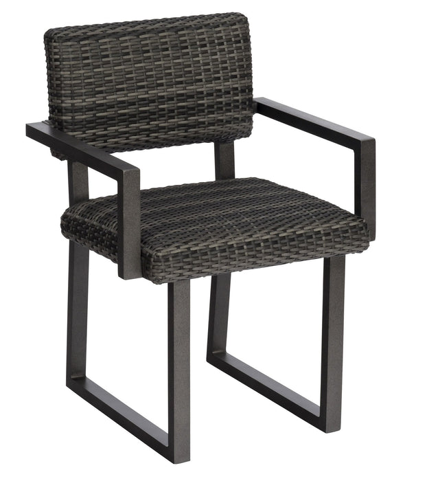 Woodard Harper Dining Arm Chair in Charcoal Gray weave