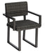 Woodard Harper Dining Arm Chair in Charcoal Gray weave