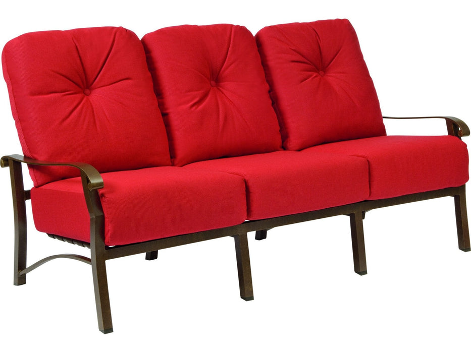 Woodard Cortland Sofa, shown with red cushions