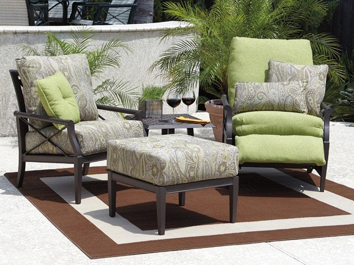 Woodard Andover Recliner, on a patio with matching pieces