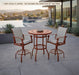Woodard Cortland sling swivel bar stools at a round bar table (similar table shown)