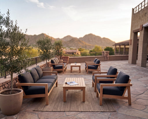 Woodard Sierra lounge groupings on a terrace (some pieces shown are sold separately)