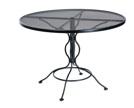 Woodard Wrought Iron Mesh Top Round Umbrella Table, 48" Round