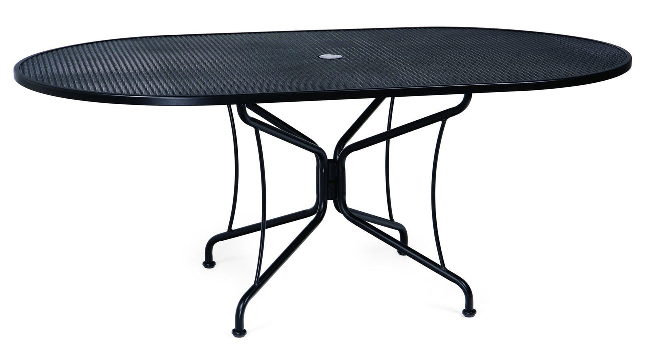 Woodard Premium Mesh Top 8-Spoke Umbrella Dining Table, 42" x 72" Oval