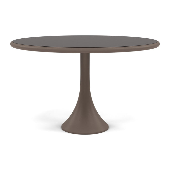 Woodard Profile Sintered Stone Umbrella Dining Table, 48" Round Pedestal, Dark Grey top