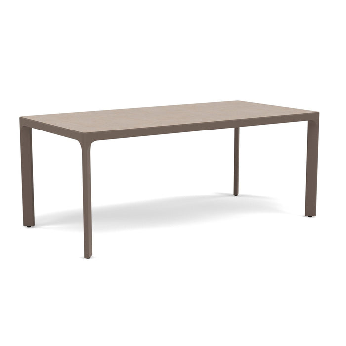 Woodard Profile Sintered Stone Umbrella Dining Table, 36" x 72" Rectangular, Light Travertine top