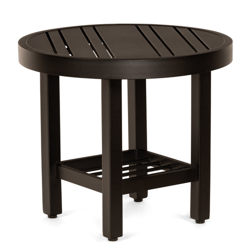 Woodard Tri-Slat Top Elite Base Side Table, 22" Round