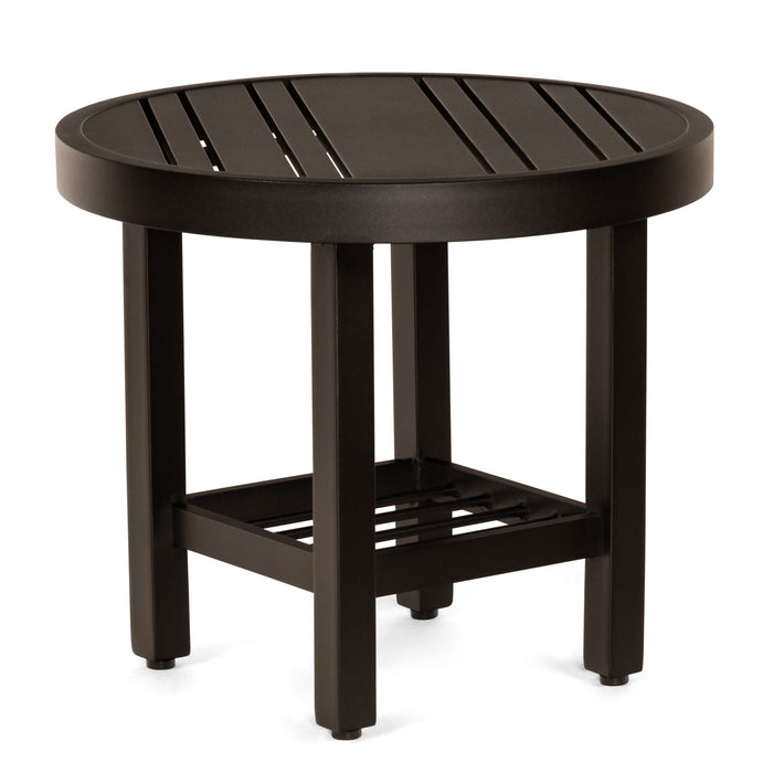 Woodard Tri-Slat Top Elite Base Side Table, 22" Round