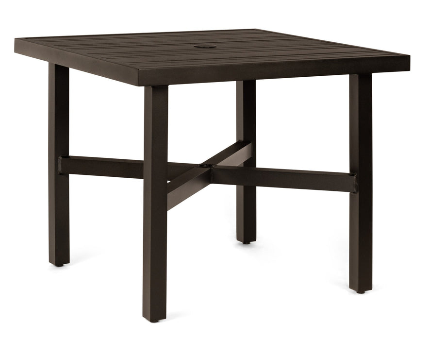 Woodard Tri-Slat Top Elite Base Umbrella Dining Table, 36" Square Bistro