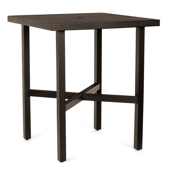Woodard Tri-Slat Top Elite Base Bar & Counter Table, 36" Square Bar Height