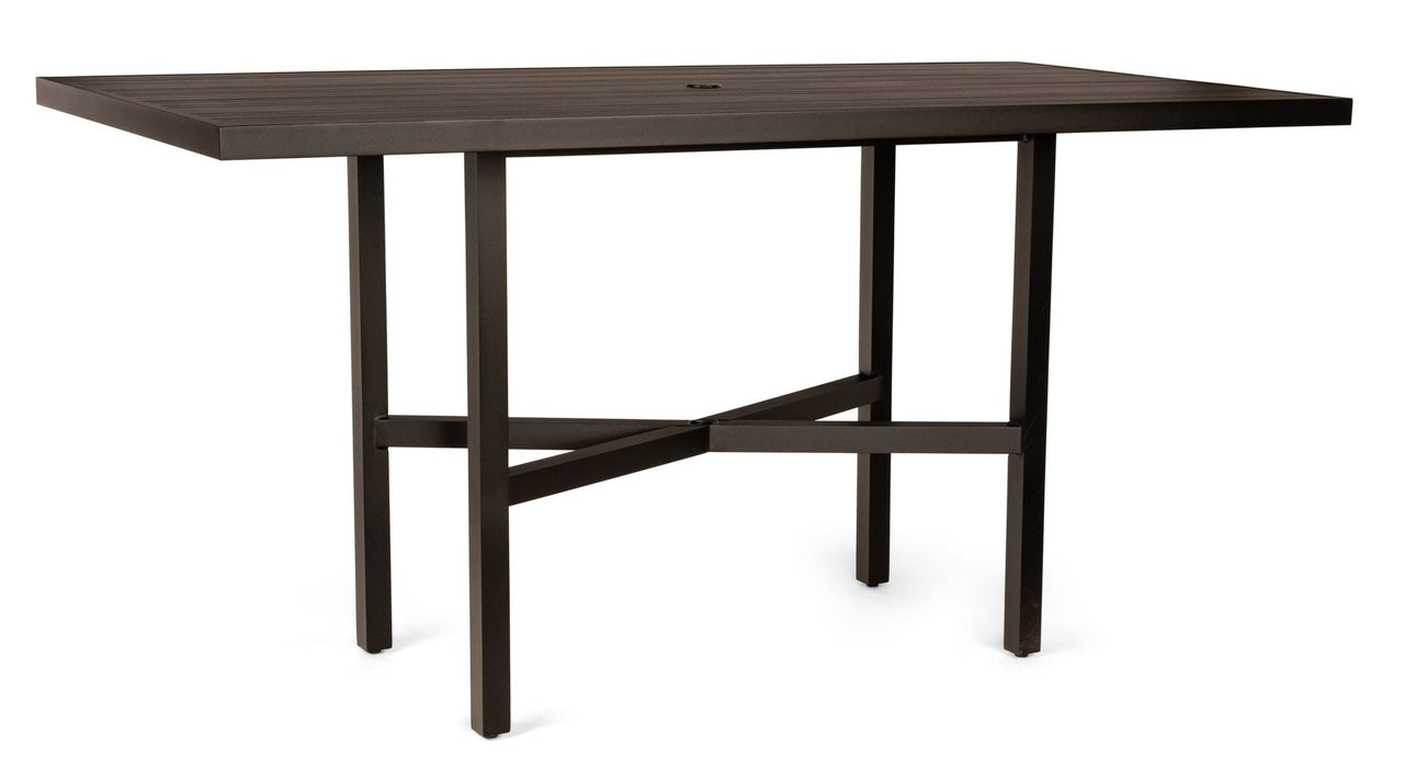 Woodard Tri-Slat Top Elite Base Bar & Counter Table, 42" x 84" Rectangular Bar Height