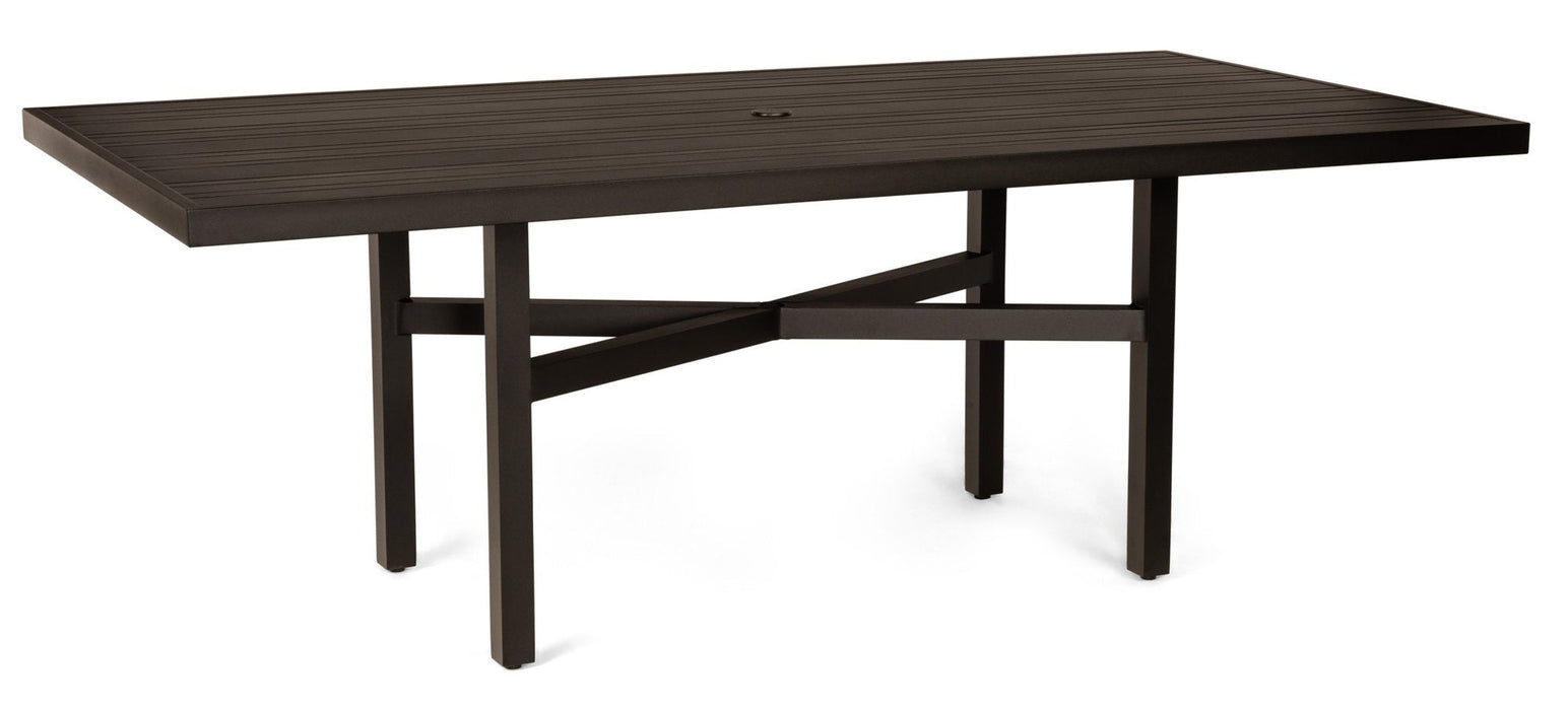 Woodard Tri-Slat Top Elite Base Umbrella Dining Table, 42" x 84" Rectangular