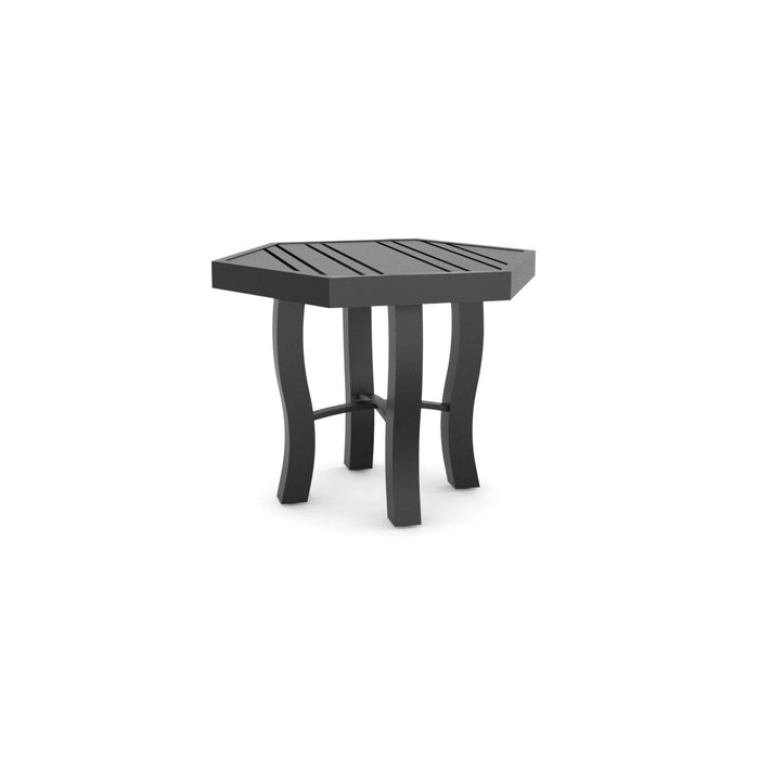 Woodard Tri-Slat Top Carson Base Side Table, 22" Hexagonal