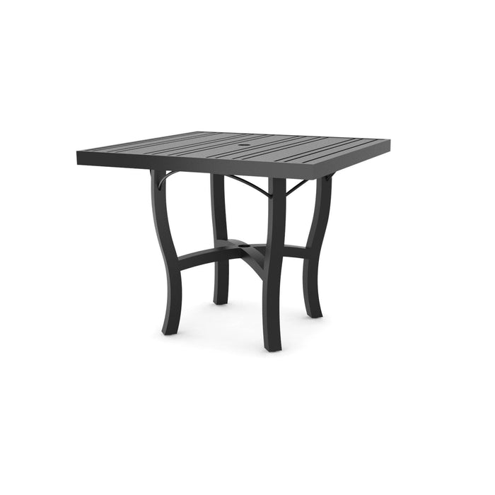 Woodard Tri-Slat Top Carson Base Umbrella Dining Table, 36" Square
