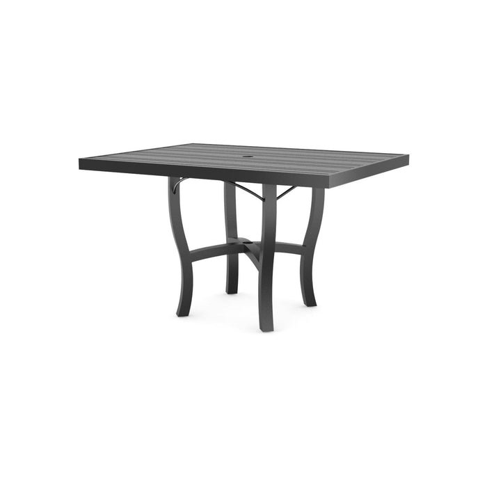 Woodard Tri-Slat Top Carson Base Umbrella Dining Table, 36" x 48" Rectangular