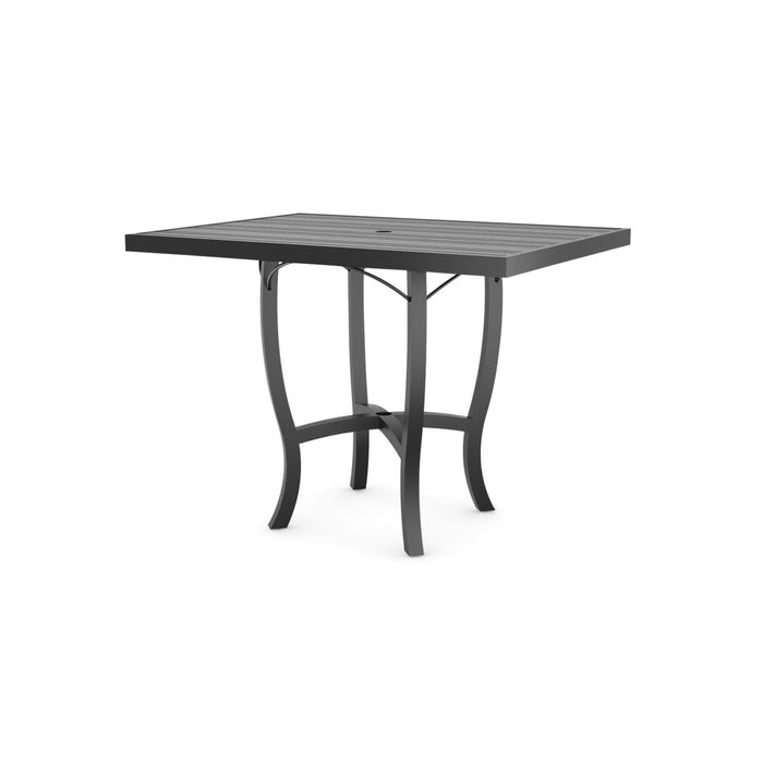 Woodard Tri-Slat Top Carson Base Bar & Counter Table, 36" x 48" Rectangular Counter Height