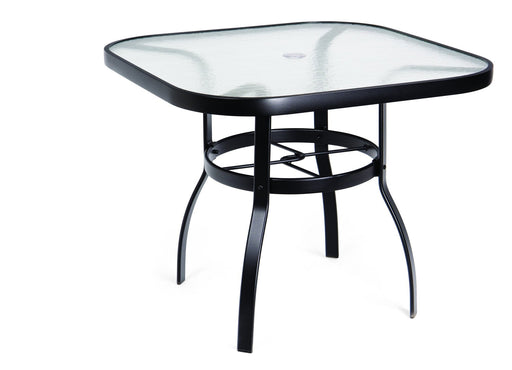 Woodard Deluxe Aluminum Obscure Glass Square Dining Table, 36" Square