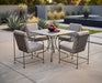 Woodard Reed dining arm chairs at the 36" square Solid Top Universal table