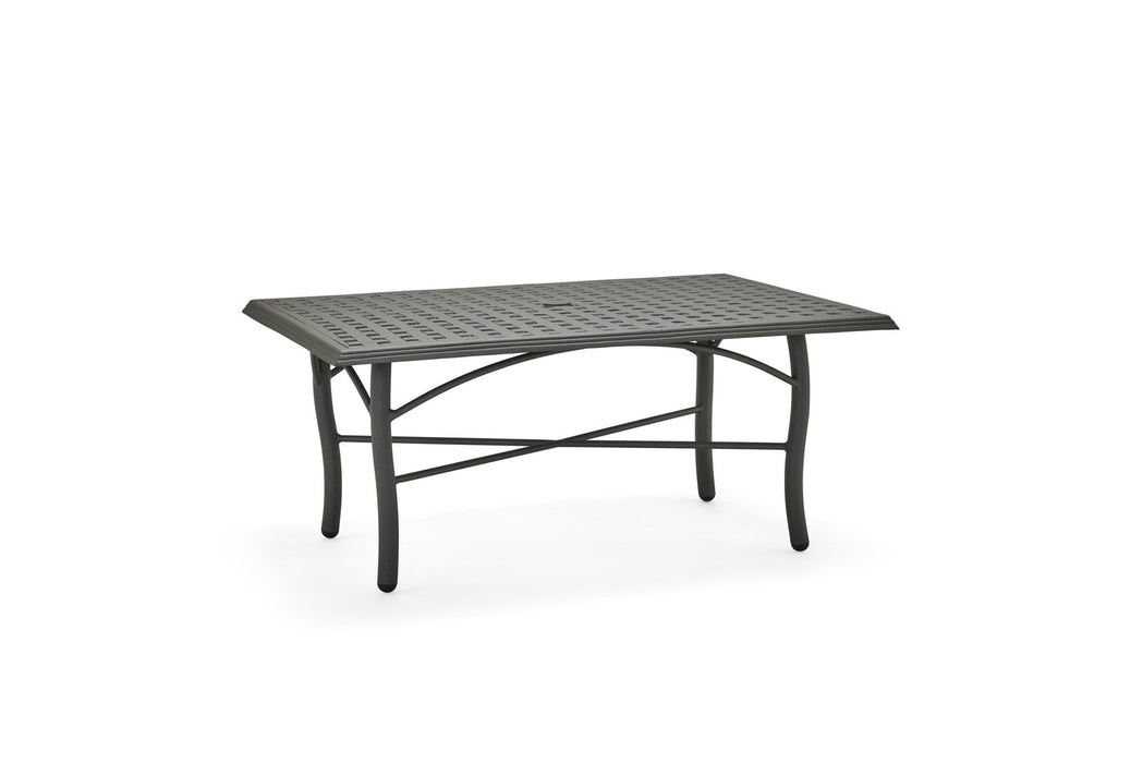 Woodard Thatch Top Tribeca Base 36" x 48" rectangular coffee table in a lighter finish