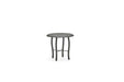 Woodard Thatch Top Tribeca Base 22" round side table in a lighter finish