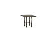 Woodard Thatch Top Tribeca Base 22" square side table in a lighter finish