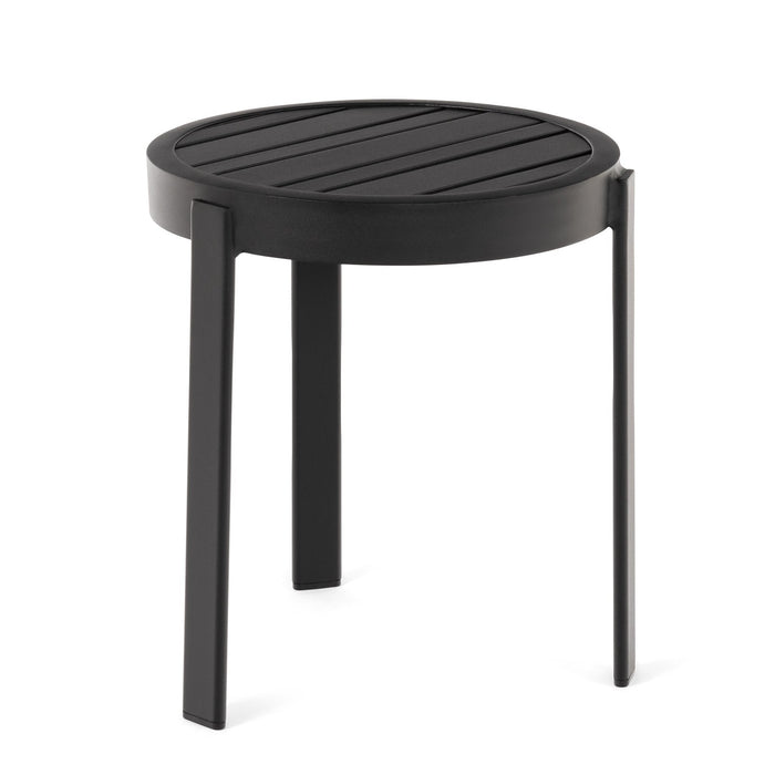 Woodard Tri-Slat Top Elite Base Side Table, 16" Round Stacking