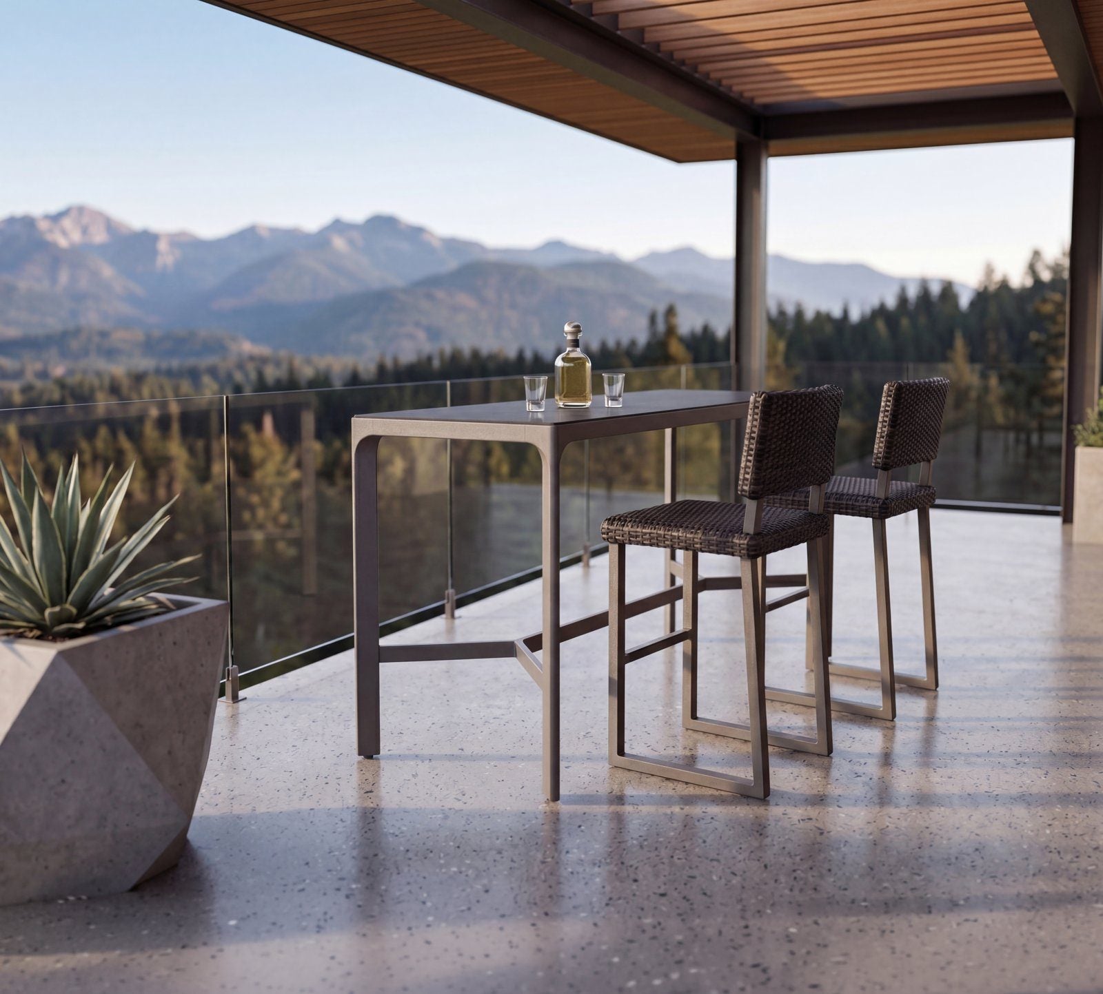 Harper bar stools with a mountain view