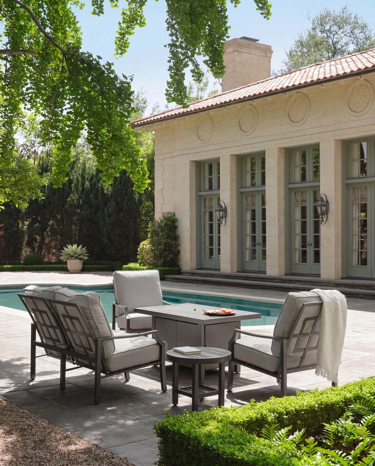 Nico cushion seating by the pool house