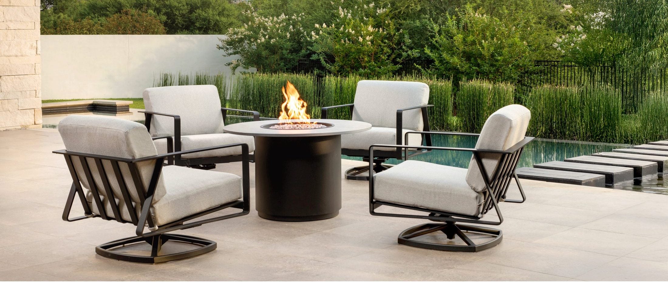 Horizon swivel rockers by the water