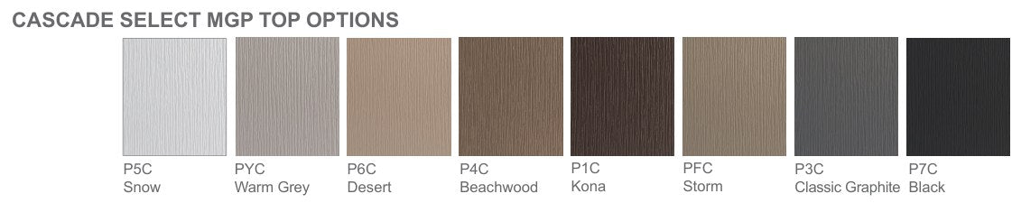Cascade top color options